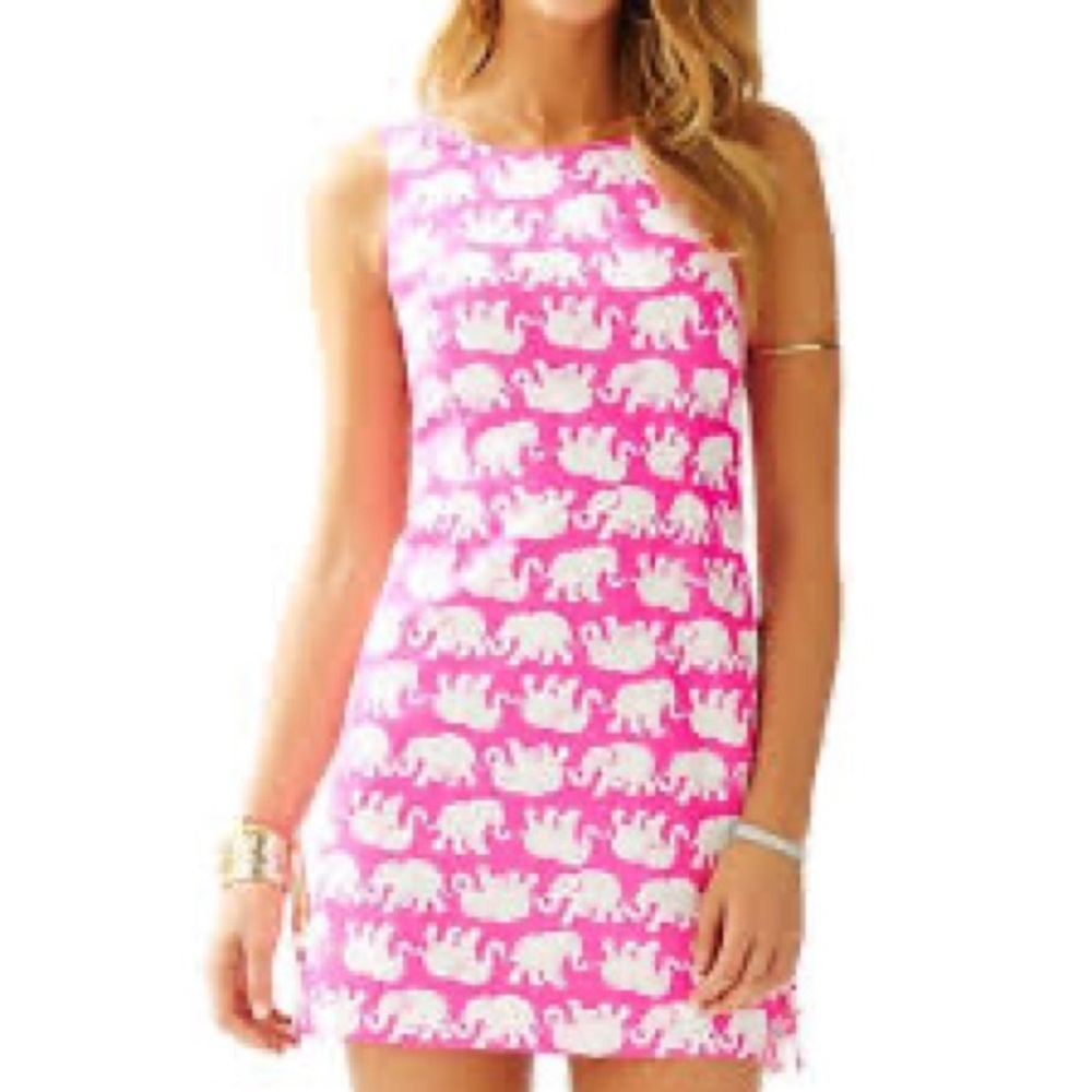 Lily Pulitzer Delia pink & white elephant shift dress - Size 2